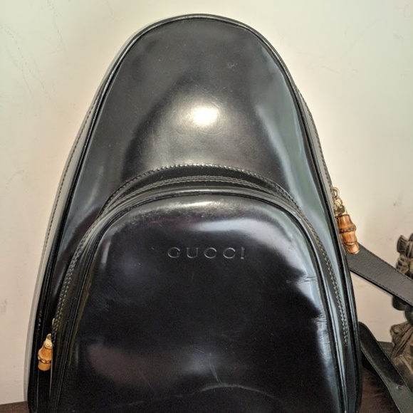 Gucci Handbags - AUTHENTIC GUCCI BLACK BAMBOO SLING BACK PACK